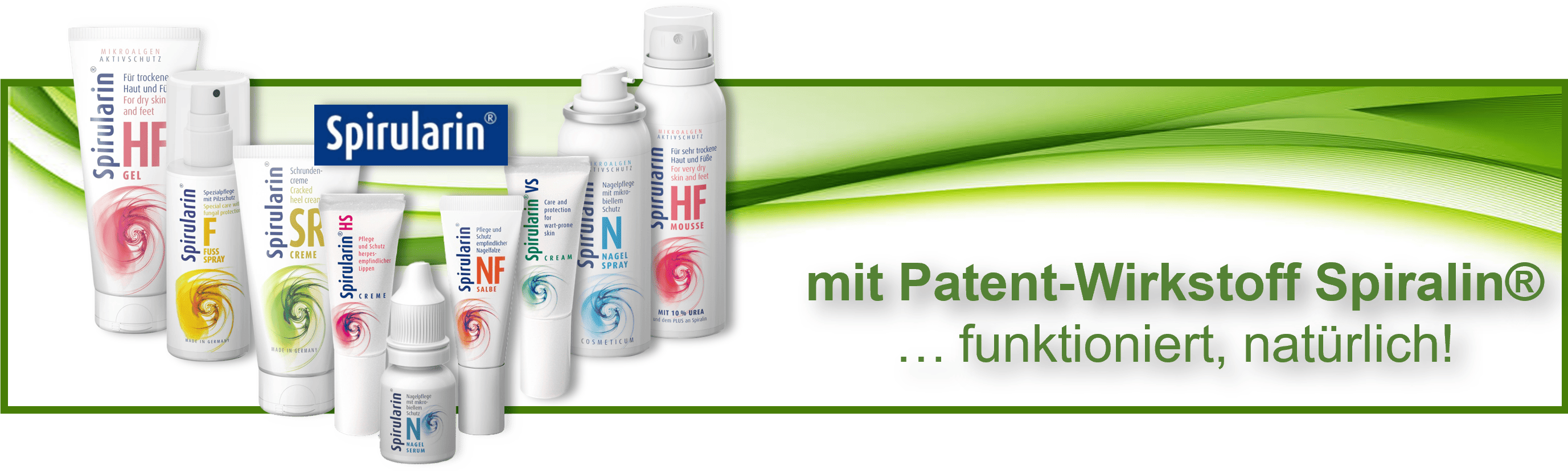 Spirularin® Produkte mit patentiertem Mikroalgenwirkstoff Spiralin®
