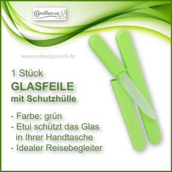 Glasnagelfeile mit Schutz-Etui, 3 frische Farben