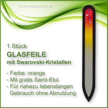 Glasfeile orange mit Swarovoski-Steinen