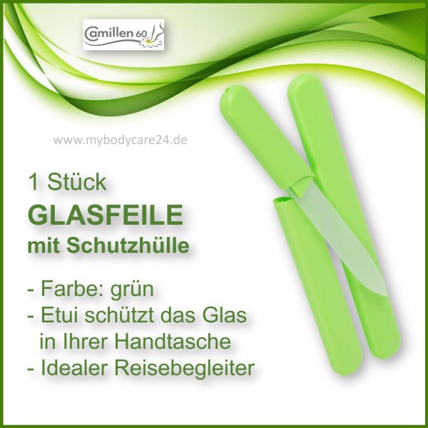 Glasnagelfeile mit Schutz-Etui, 3 frische Farben