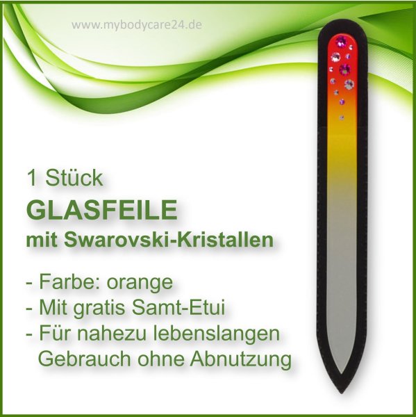 Glasfeile orange mit Swarovoski-Steinen