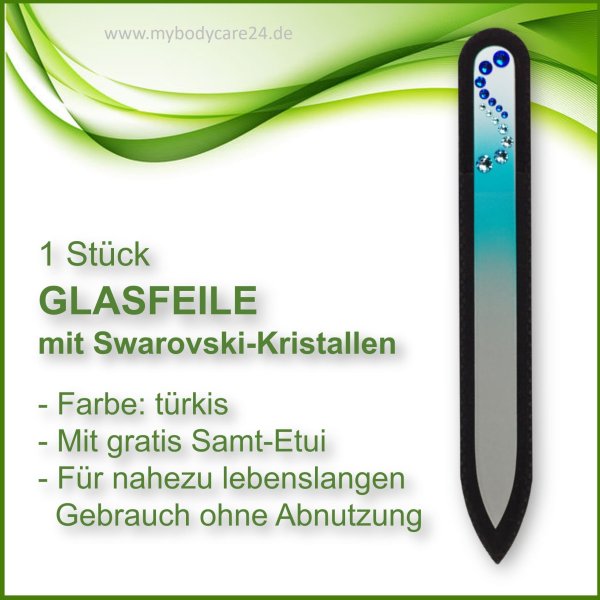 Glasfeile türkis mit Swarovoski-Steinen