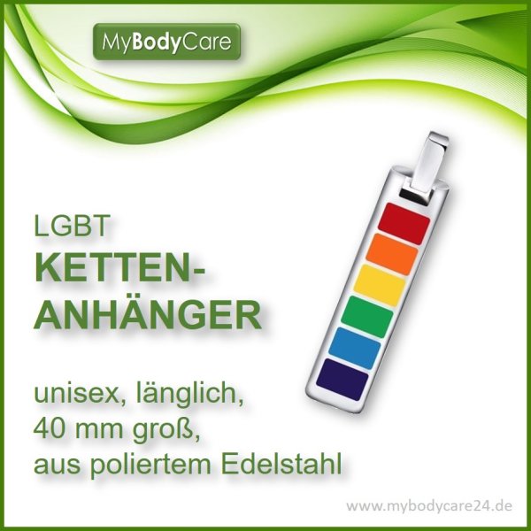 LGBT Kettenanhänger länglich Regenbogen