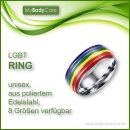 LGBT Edelstahl Regenbogen-Ring unisex, in 6 Größen
